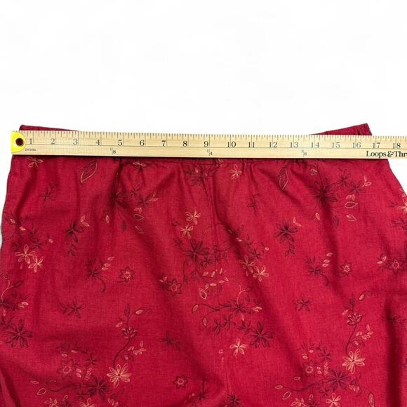 Coldwater Creek Red Linen Wide Leg Pants - Women's XL - Floral Cottagecore Boho - Picture 6 of 8